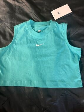 Nike Kids Teal Muscle Tank Top with White Swoosh NWT small
